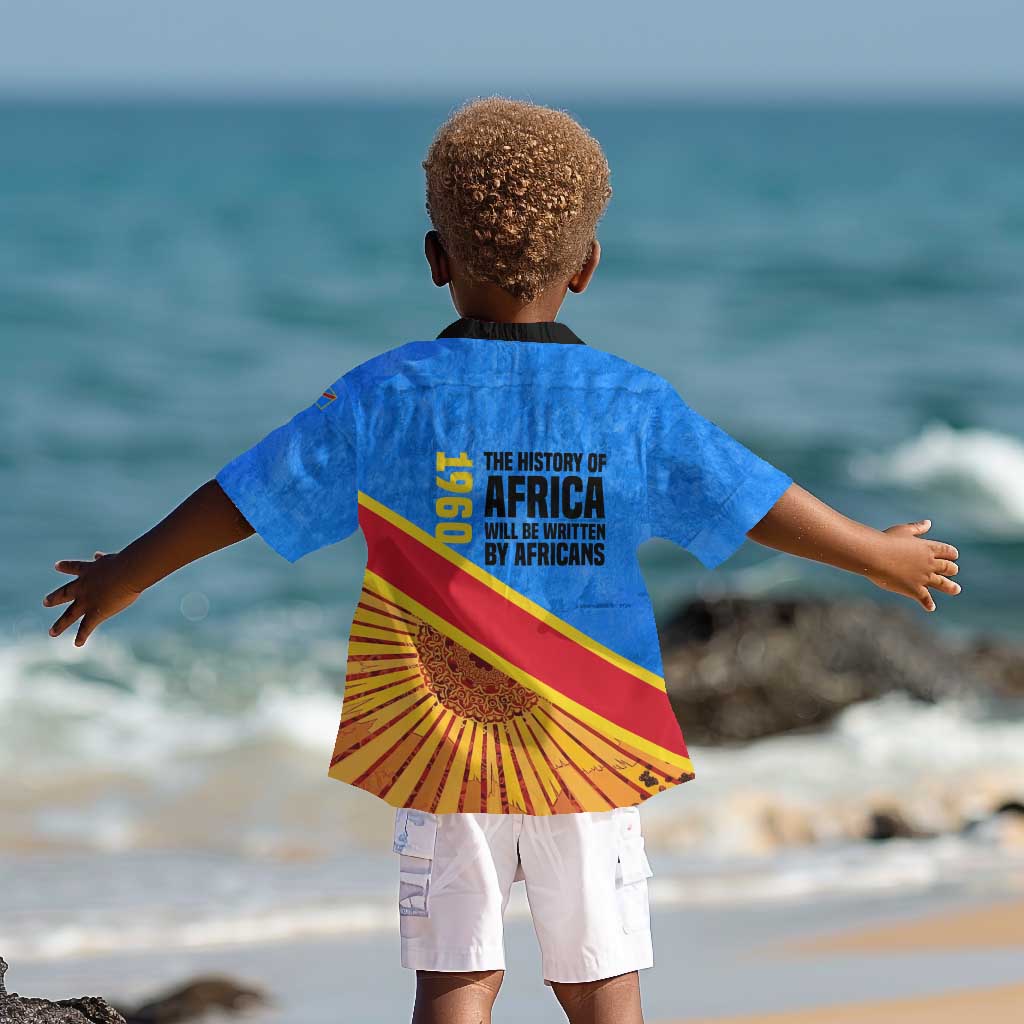 Patrice Lumumba Kid Hawaiian Shirt with Congolese Flag Colors and African History Quote - Wonder Print Shop