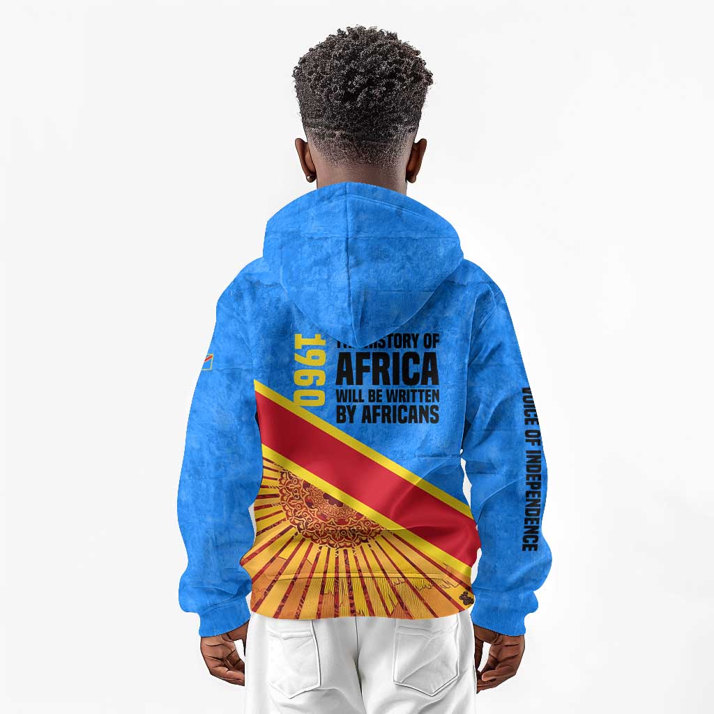 Patrice Lumumba Kid Hoodie with Congolese Flag Colors and African History Quote - Wonder Print Shop