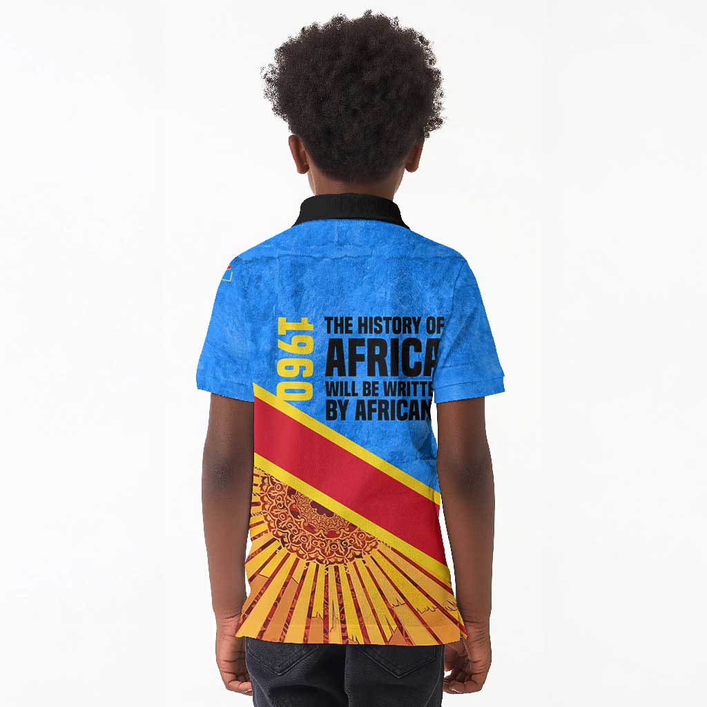 Patrice Lumumba Kid Polo Shirt with Congolese Flag Colors and African History Quote - Wonder Print Shop