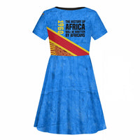 Patrice Lumumba Kid Short Sleeve Dress with Congolese Flag Colors and African History Quote - Wonder Print Shop