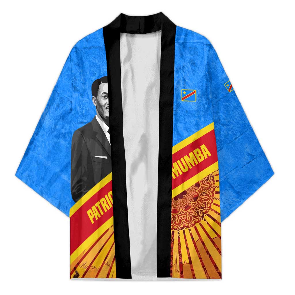 Patrice Lumumba Kimono with Congolese Flag Colors and African History Quote - Wonder Print Shop