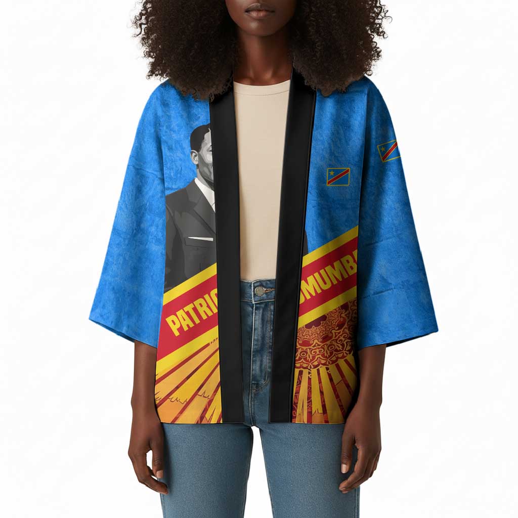 Patrice Lumumba Kimono with Congolese Flag Colors and African History Quote - Wonder Print Shop