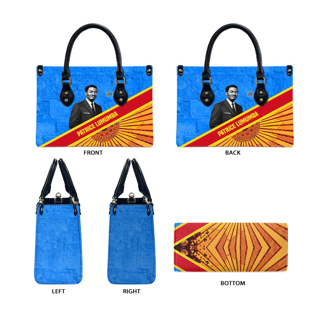 Patrice Lumumba Leather Bag with Congolese Flag Colors and African History Quote - Wonder Print Shop