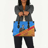 Patrice Lumumba Leather Bag with Congolese Flag Colors and African History Quote - Wonder Print Shop
