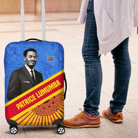 Patrice Lumumba Luggage Cover with Congolese Flag Colors and African History Quote - Wonder Print Shop