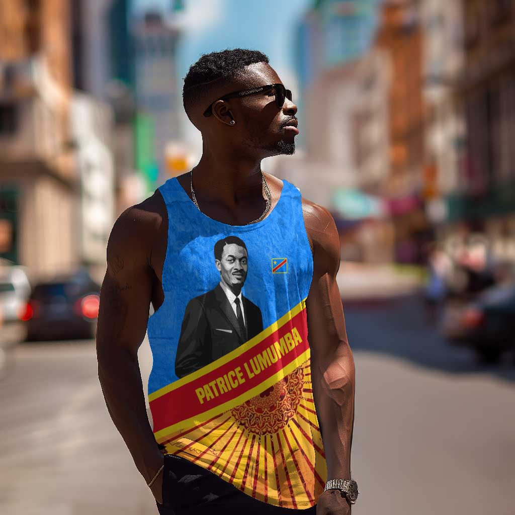 Patrice Lumumba Men Tank Top with Congolese Flag Colors and African History Quote - Wonder Print Shop