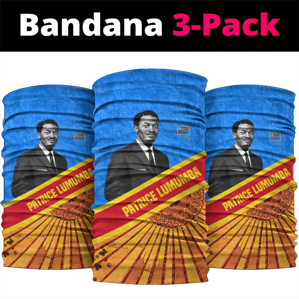 Patrice Lumumba Neck Gaiter with Congolese Flag Colors and African History Quote - Wonder Print Shop