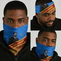 Patrice Lumumba Neck Gaiter with Congolese Flag Colors and African History Quote - Wonder Print Shop