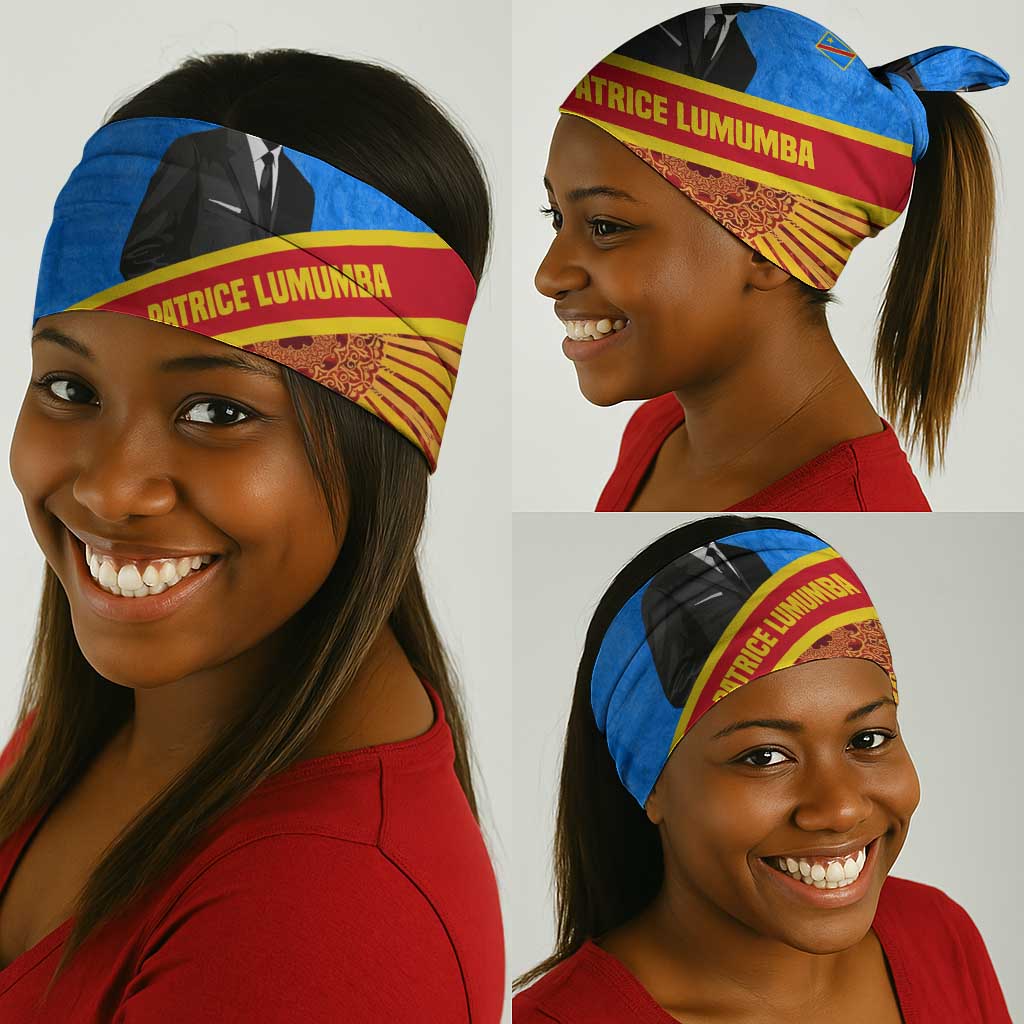 Patrice Lumumba Neck Gaiter with Congolese Flag Colors and African History Quote - Wonder Print Shop