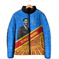 Patrice Lumumba Padded Jacket with Congolese Flag Colors and African History Quote - Wonder Print Shop