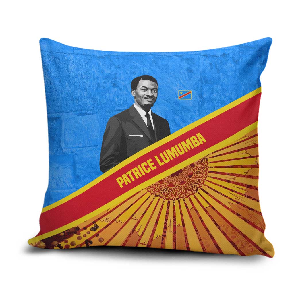 Patrice Lumumba Pillow Cover with Congolese Flag Colors and African History Quote - Wonder Print Shop