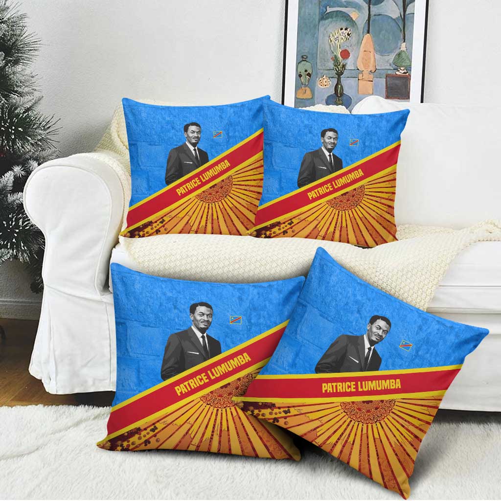 Patrice Lumumba Pillow Cover with Congolese Flag Colors and African History Quote - Wonder Print Shop