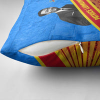 Patrice Lumumba Pillow Cover with Congolese Flag Colors and African History Quote - Wonder Print Shop