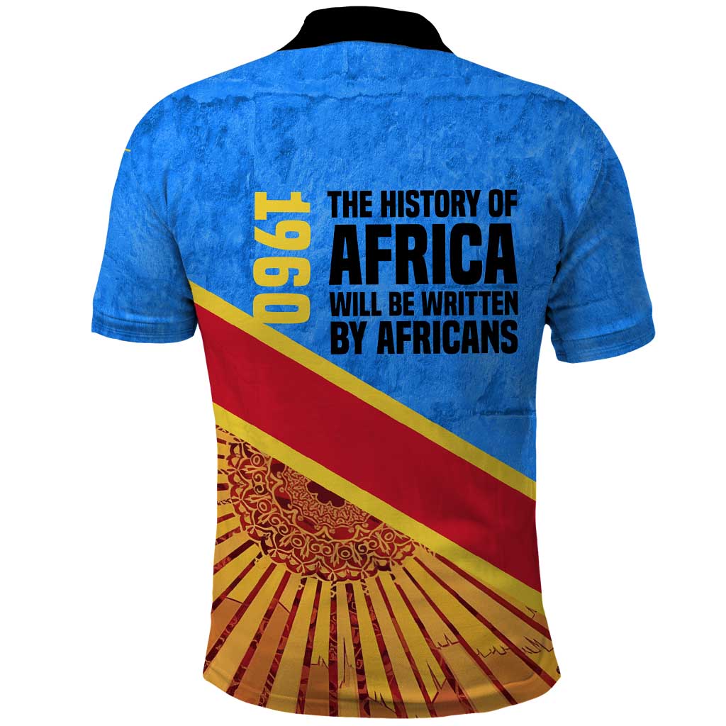 Patrice Lumumba Polo Shirt with Congolese Flag Colors and African History Quote - Wonder Print Shop