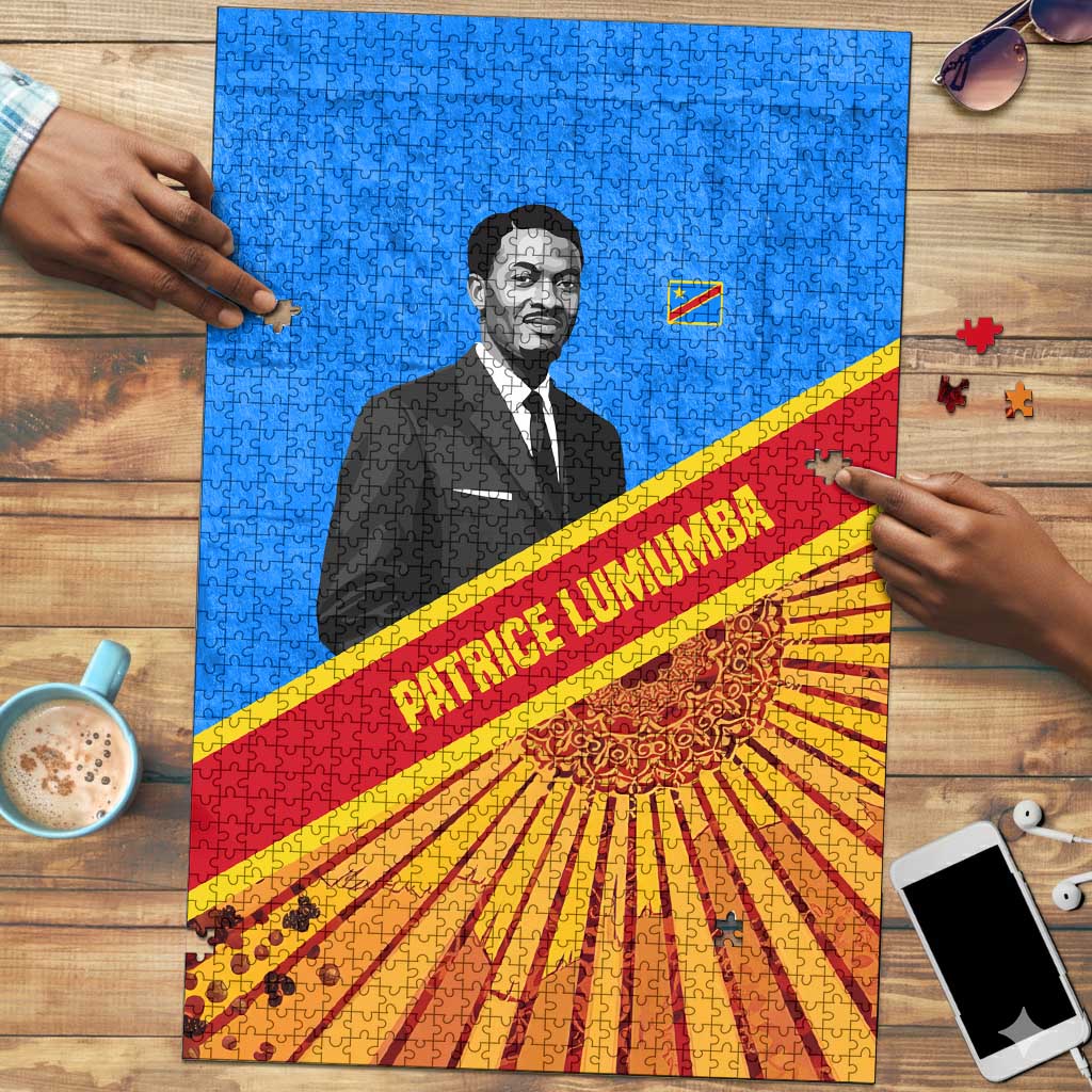 Patrice Lumumba Puzzle with Congolese Flag Colors and African History Quote - Wonder Print Shop