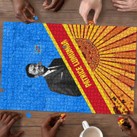 Patrice Lumumba Puzzle with Congolese Flag Colors and African History Quote - Wonder Print Shop