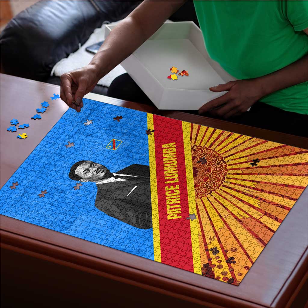 Patrice Lumumba Puzzle with Congolese Flag Colors and African History Quote - Wonder Print Shop