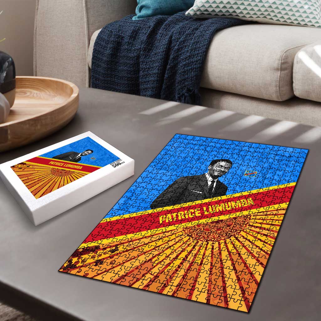 Patrice Lumumba Puzzle with Congolese Flag Colors and African History Quote - Wonder Print Shop