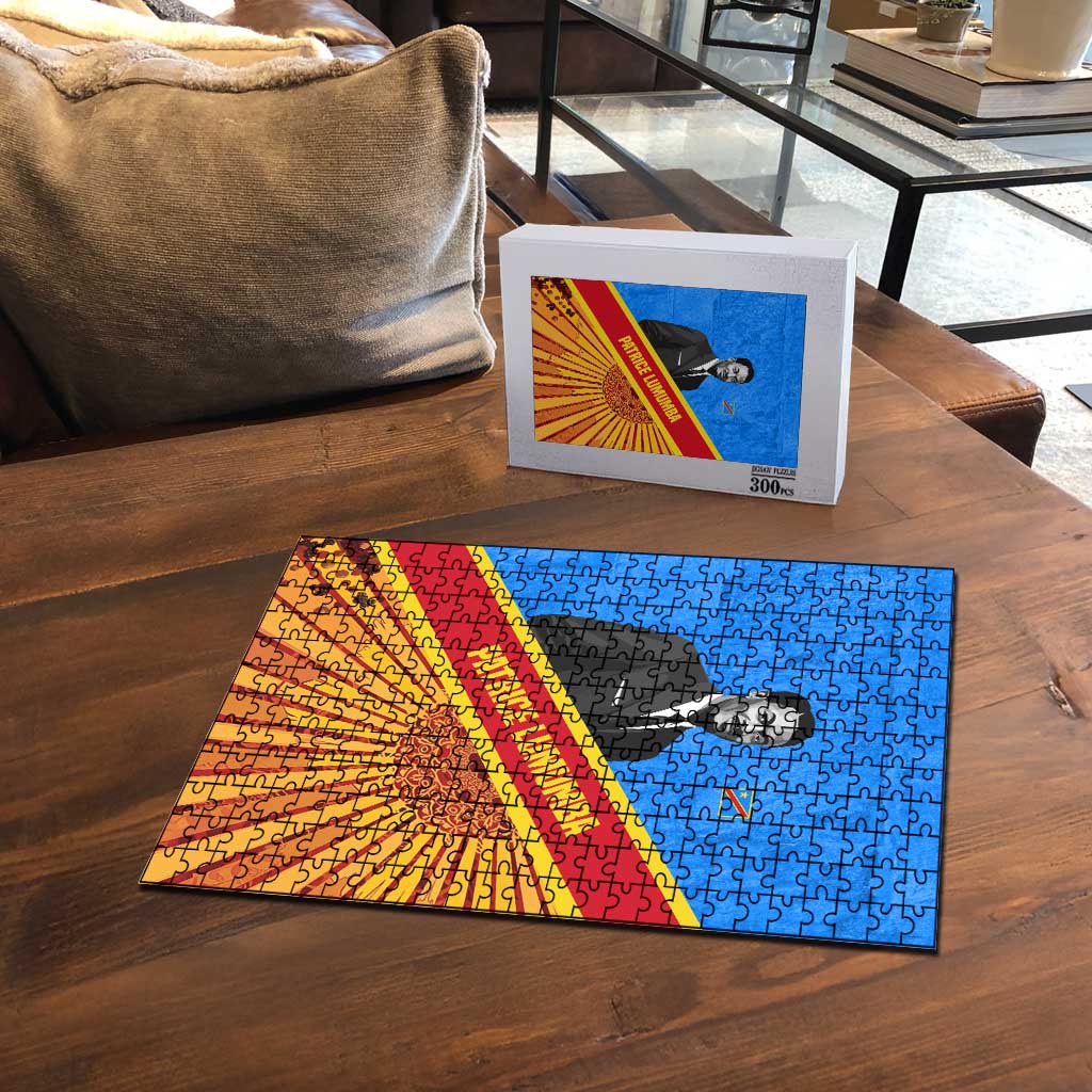 Patrice Lumumba Puzzle with Congolese Flag Colors and African History Quote - Wonder Print Shop