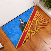Patrice Lumumba Rubber Doormat with Congolese Flag Colors and African History Quote - Wonder Print Shop