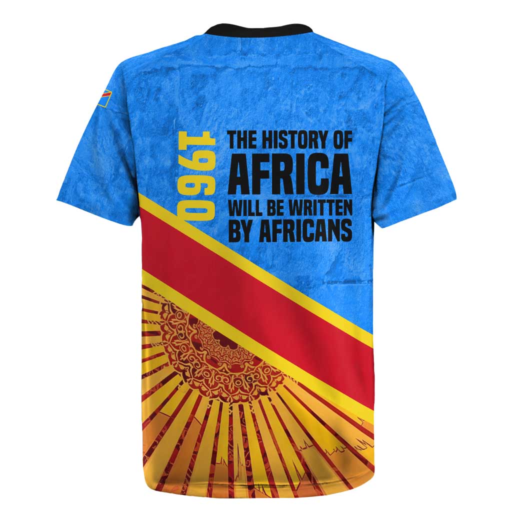 Patrice Lumumba Rugby Jersey with Congolese Flag Colors and African History Quote - Wonder Print Shop