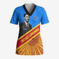 Patrice Lumumba Scrub Top with Congolese Flag Colors and African History Quote - Wonder Print Shop