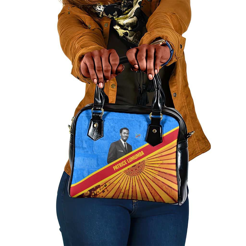 Patrice Lumumba Shoulder Handbag with Congolese Flag Colors and African History Quote - Wonder Print Shop