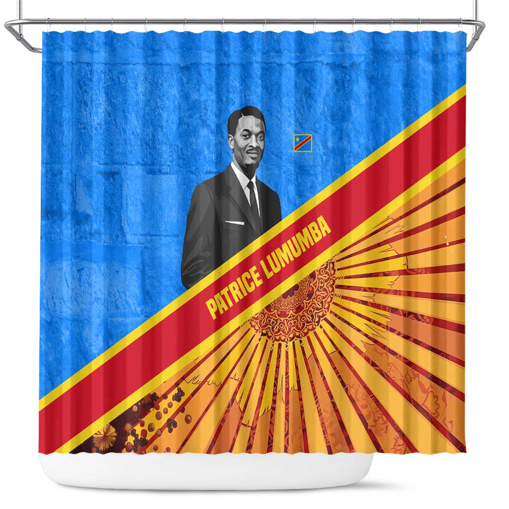 Patrice Lumumba Shower Curtain with Congolese Flag Colors and African History Quote - Wonder Print Shop