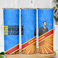 Patrice Lumumba Skinny Tumbler with Congolese Flag Colors and African History Quote - Wonder Print Shop