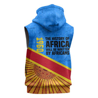 Patrice Lumumba Sleeveless Hoodie with Congolese Flag Colors and African History Quote - Wonder Print Shop