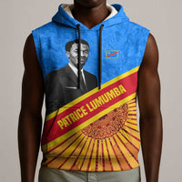 Patrice Lumumba Sleeveless Hoodie with Congolese Flag Colors and African History Quote - Wonder Print Shop