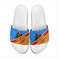 Patrice Lumumba Slide Sandals with Congolese Flag Colors and African History Quote - Wonder Print Shop