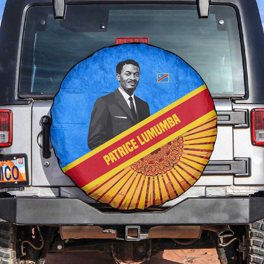 Patrice Lumumba Spare Tire Cover with Congolese Flag Colors and African History Quote - Wonder Print Shop