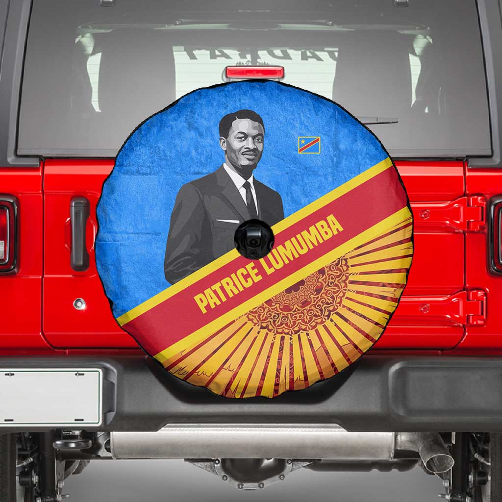 Patrice Lumumba Spare Tire Cover with Congolese Flag Colors and African History Quote - Wonder Print Shop