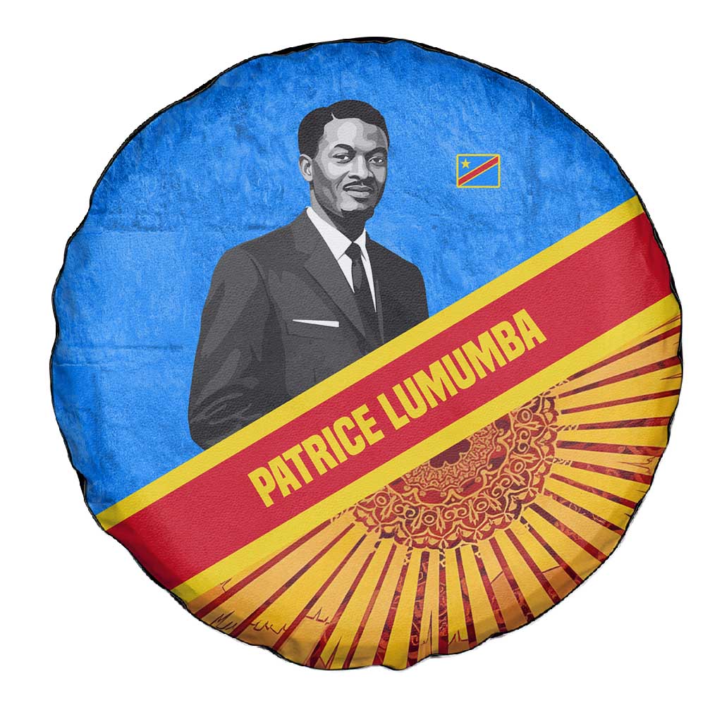Patrice Lumumba Spare Tire Cover with Congolese Flag Colors and African History Quote - Wonder Print Shop