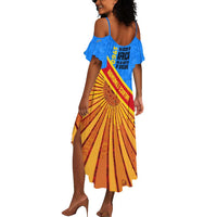 Patrice Lumumba Summer Maxi Dress with Congolese Flag Colors and African History Quote - Wonder Print Shop