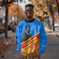 Patrice Lumumba Sweatshirt with Congolese Flag Colors and African History Quote - Wonder Print Shop