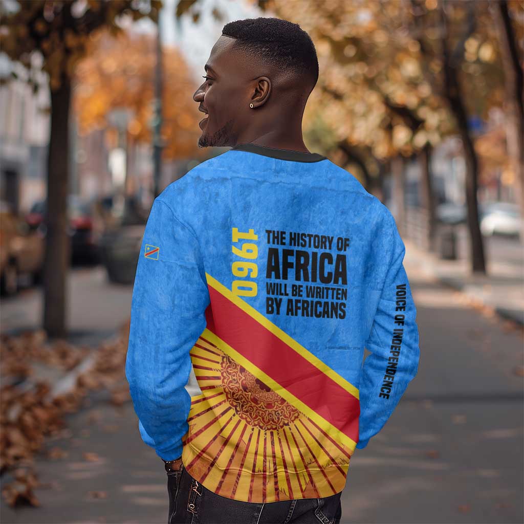 Patrice Lumumba Sweatshirt with Congolese Flag Colors and African History Quote - Wonder Print Shop