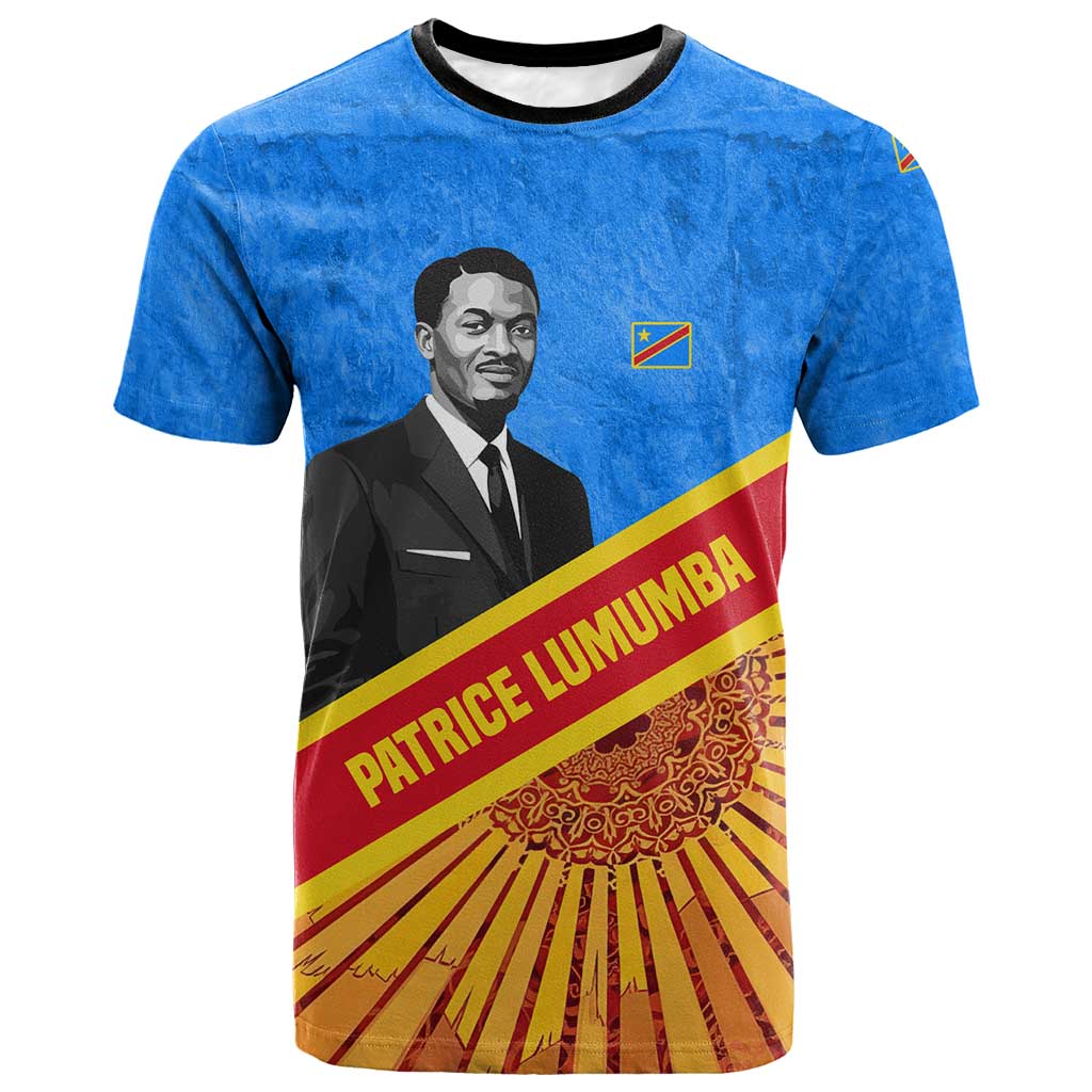 Patrice Lumumba T shirt with Congolese Flag Colors and African History Quote - Wonder Print Shop