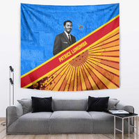 Patrice Lumumba Tapestry with Congolese Flag Colors and African History Quote - Wonder Print Shop