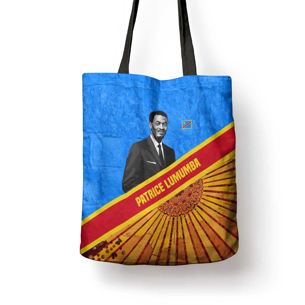 Patrice Lumumba Tote Bag with Congolese Flag Colors and African History Quote - Wonder Print Shop