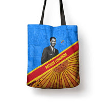 Patrice Lumumba Tote Bag with Congolese Flag Colors and African History Quote - Wonder Print Shop