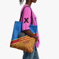 Patrice Lumumba Tote Bag with Congolese Flag Colors and African History Quote - Wonder Print Shop