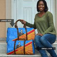 Patrice Lumumba Travel Bag with Congolese Flag Colors and African History Quote - Wonder Print Shop