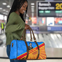 Patrice Lumumba Travel Bag with Congolese Flag Colors and African History Quote - Wonder Print Shop