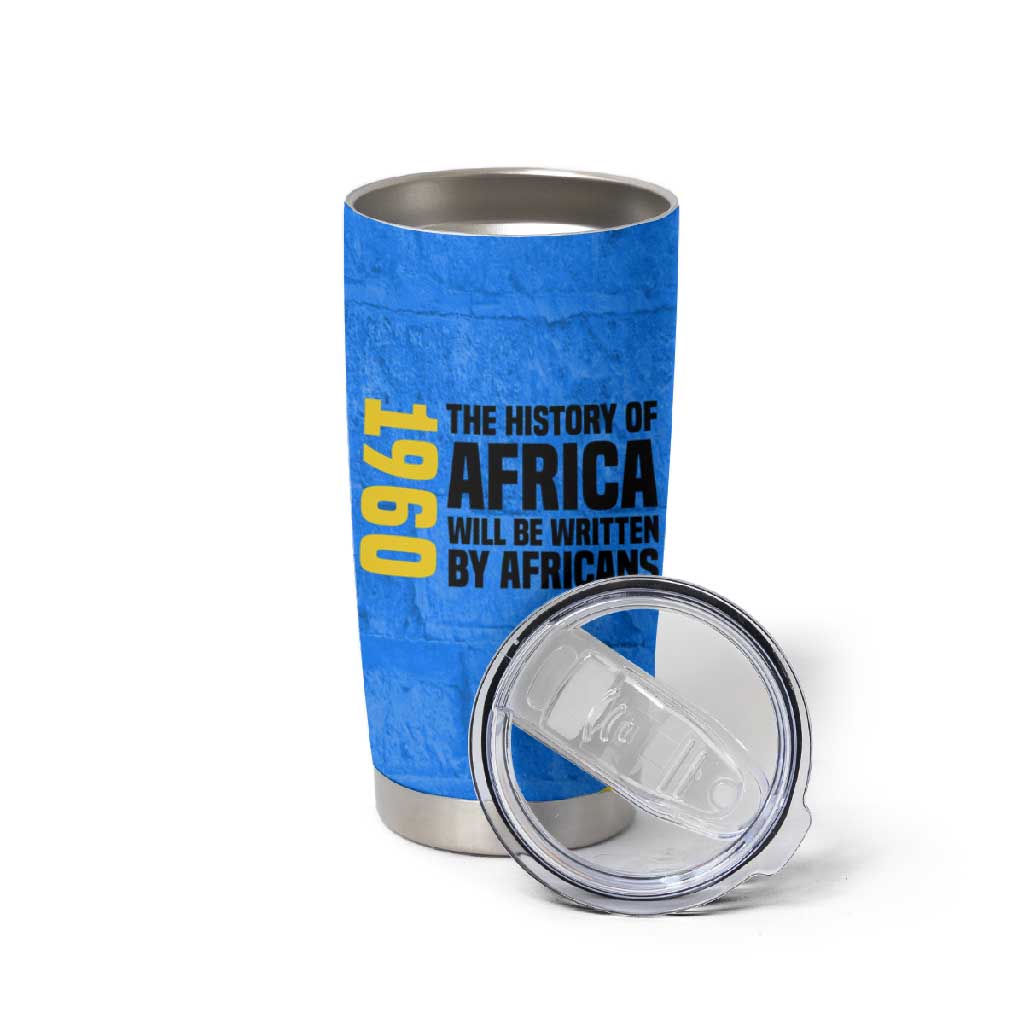Patrice Lumumba Tumbler Cup with Congolese Flag Colors and African History Quote - Wonder Print Shop
