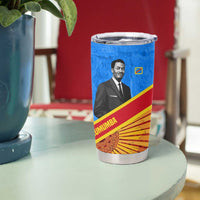 Patrice Lumumba Tumbler Cup with Congolese Flag Colors and African History Quote - Wonder Print Shop