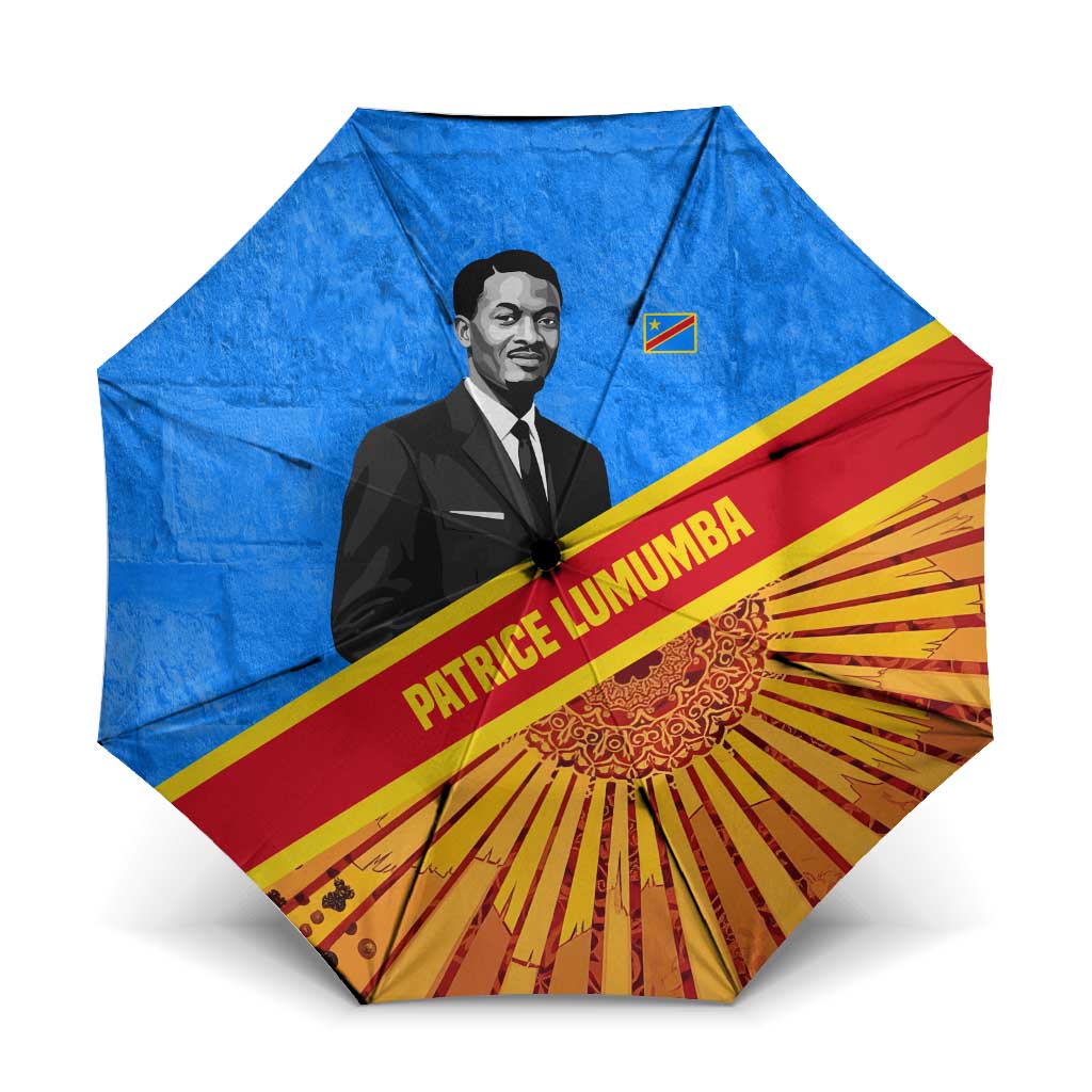 Patrice Lumumba Umbrella with Congolese Flag Colors and African History Quote - Wonder Print Shop