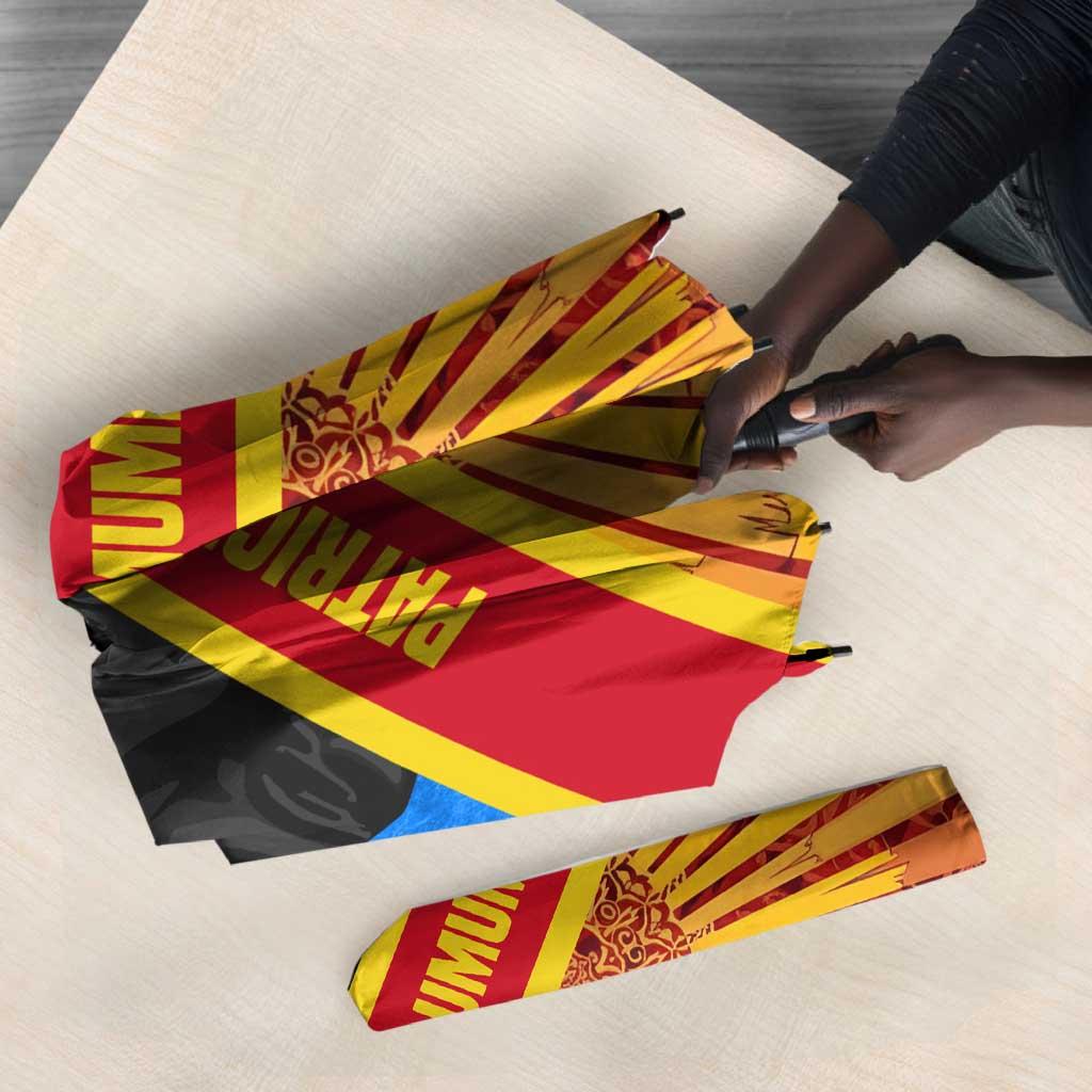 Patrice Lumumba Umbrella with Congolese Flag Colors and African History Quote - Wonder Print Shop
