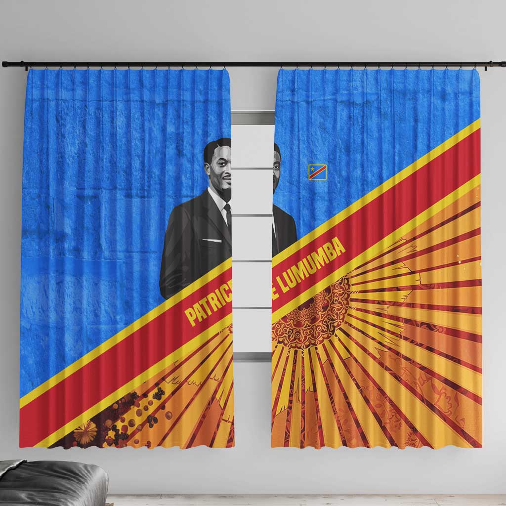 Patrice Lumumba Window Curtain with Congolese Flag Colors and African History Quote - Wonder Print Shop